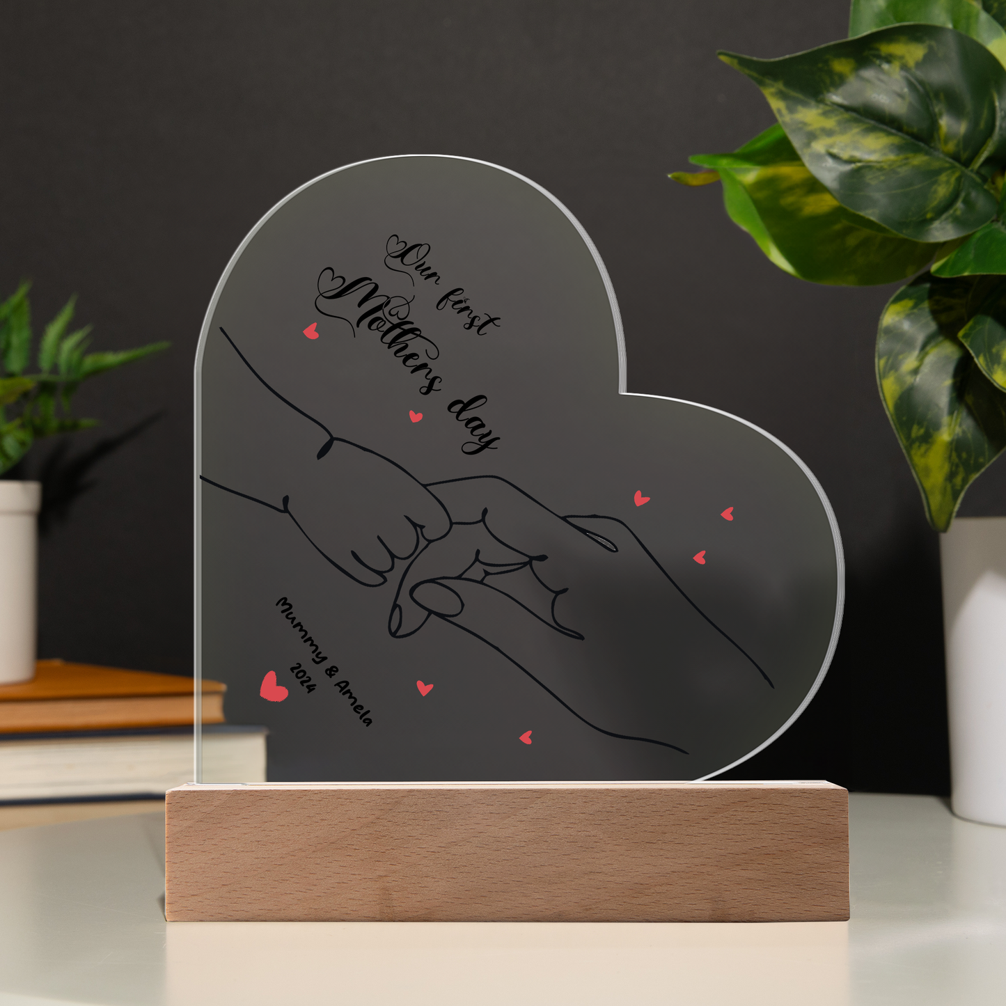 Our First Mother's Day - Personalized Acrylic Heart Plaque