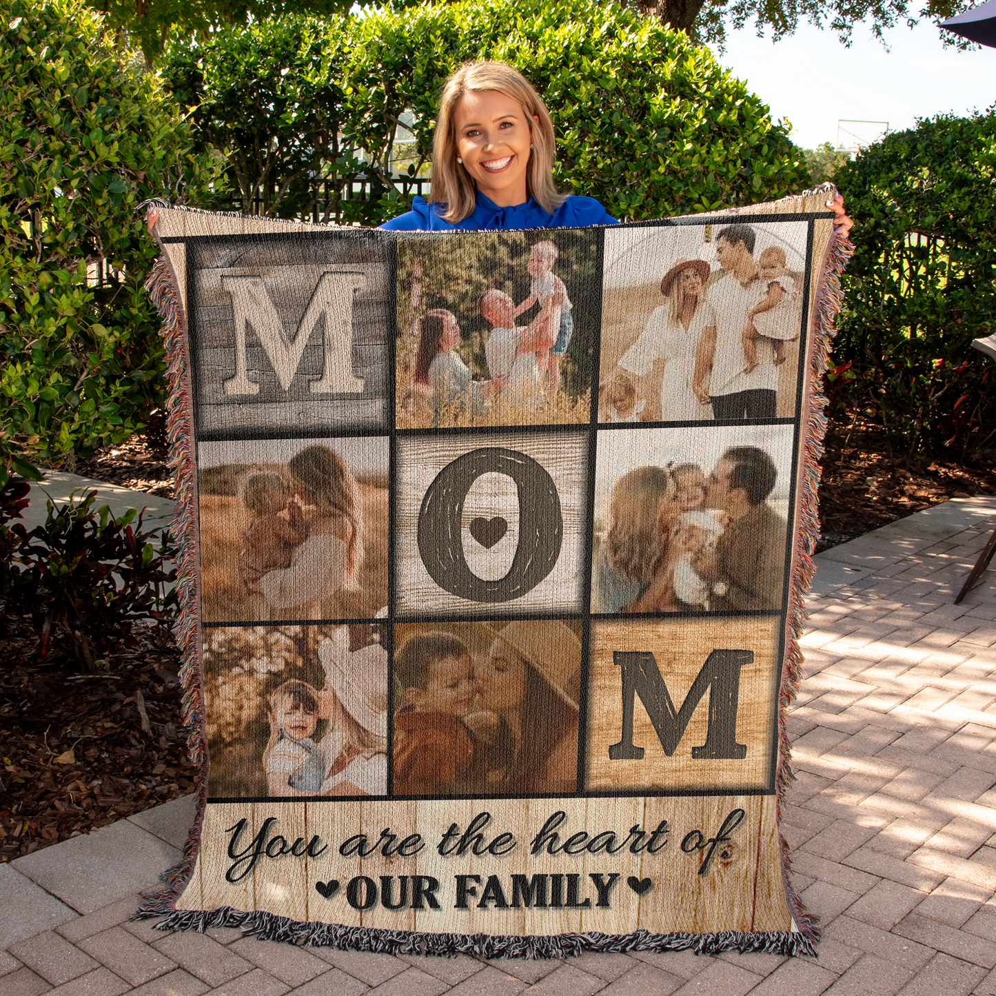 ''You are the heart of our family'' - Personalized Photo Heirloom Woven Blanket