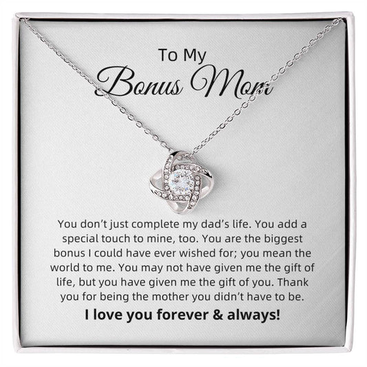 To My Bonus Mom - You Are The Biggest Bonus - Love Knot Necklace
