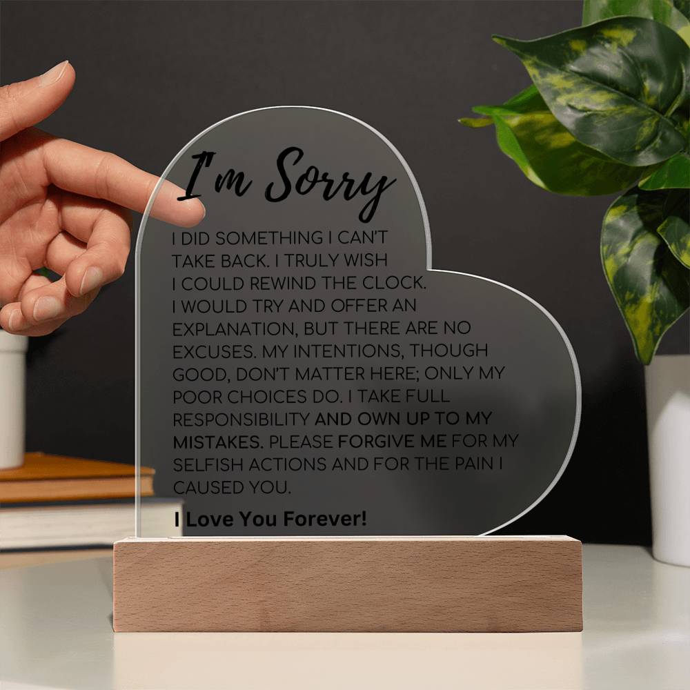 Apology Gift For Her - I Take Full Responsibility - Acrylic Heart Plaque