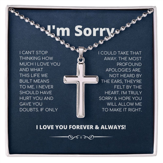Apology Gift For Her - Profound Apologies - Cross Necklace with Ball Chain