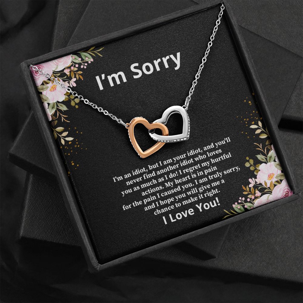 I'm Sorry - I Regret My Hurtful Actions - Interlocking Hearts Necklace