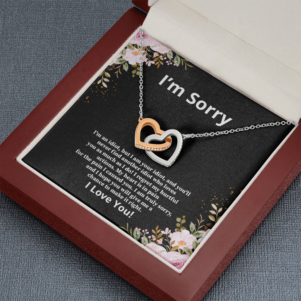 I'm Sorry - I Regret My Hurtful Actions - Interlocking Hearts Necklace